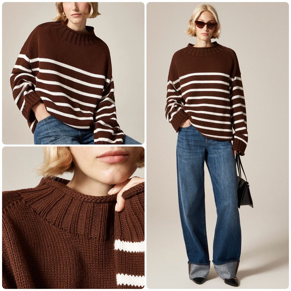 NWT Jcrew RollnecK Sweater in Stripe
